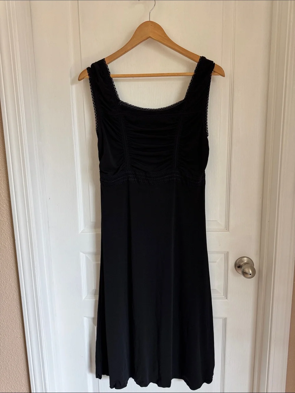 Max Studio Black Ruched Midi Dress